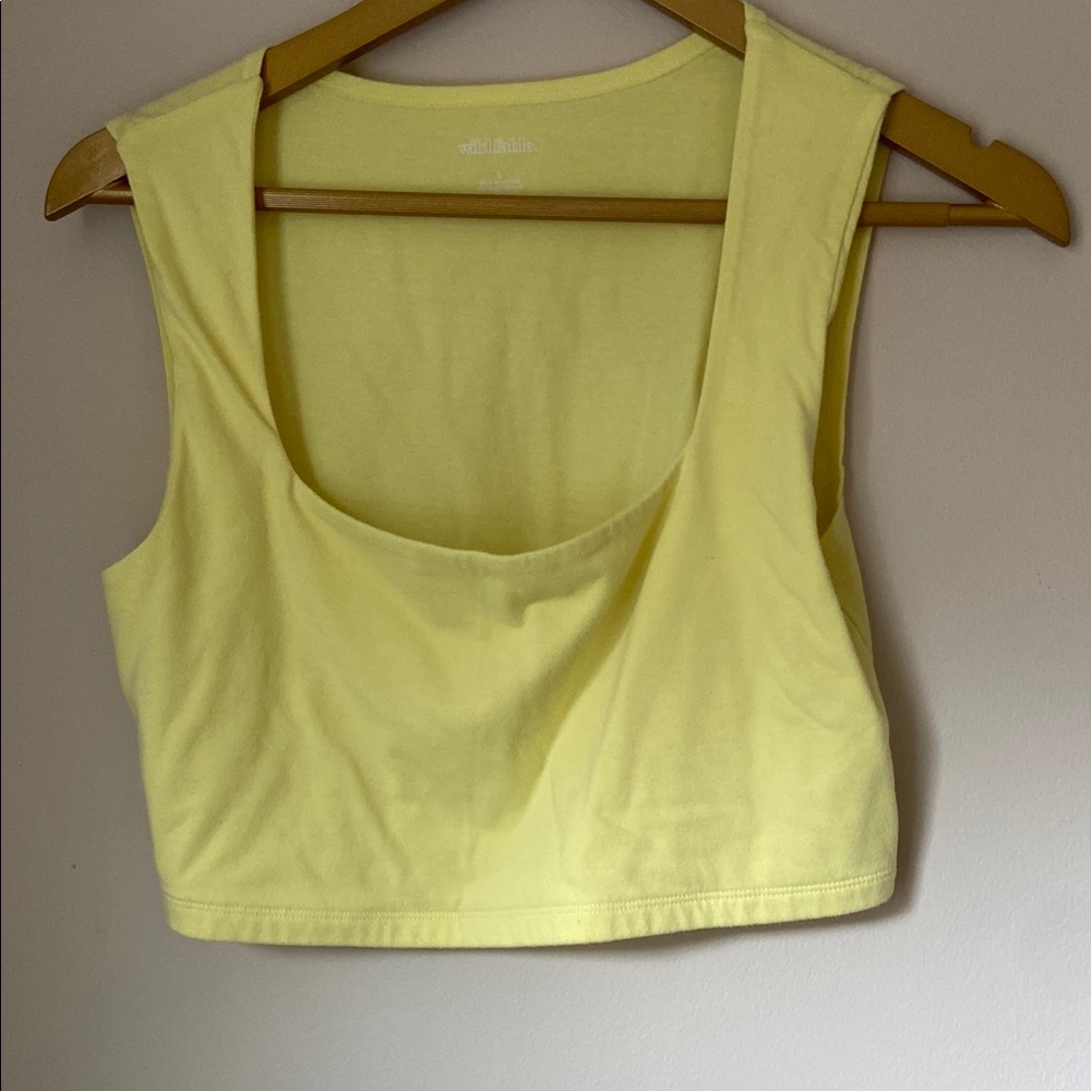 Wild Fable Yellow Sleeveless Fitted Crop Tank Top